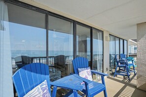 Terrace/patio - Sea Winds #502-Oceanfront Oasis with Indoor Pool! In Windy Hill - NMB! (North Myrtle Beach)