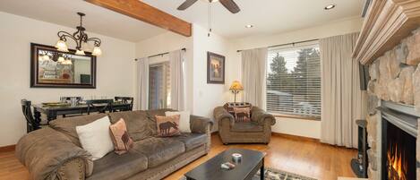 TV, fireplace