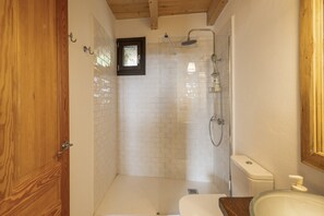Douche, séchoir à cheveux, serviettes fournies