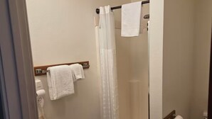 A bathroom with a shower, toilet, and sink. - Tranquil Studio at Eagle Creek (Idyllwild-Pine Cove)