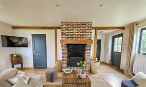 Living area - Cottage Les Pommiers - Nordic bath - 10km from Honfleur - 6 People (Manneville-la-Raoult)