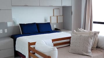 Deluxe Double Room, Beach View | Egyptian cotton sheets, premium bedding, desk, laptop workspace