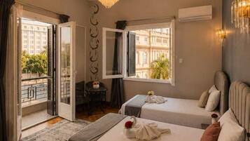 Deluxe Double or Twin Room, Balcony, City View | Egyptian cotton sheets, premium bedding, Select Comfort beds, minibar