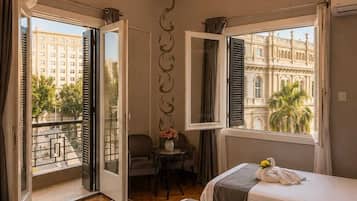 Deluxe Double or Twin Room, Balcony, City View | Egyptian cotton sheets, premium bedding, Select Comfort beds, minibar