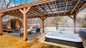 Terrace/patio - New! Walk to Water, Shops | Hot Tub, Sauna & Games (Ellison Bay)
