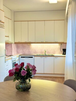 Private kitchen - Cozy Downtown Apartment with Private Finnish Sauna (Rovaniemi)
