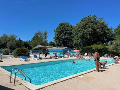 🌞 Air-conditioned mobile home 6 pers - Camping 3⭐ avec piscine - Landes - dès 70€/nuit
