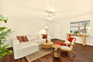 Living area - Desert Sun Casita! Stylish 2BR Mesa Retreat close to Sloan Park & Scottsdale. (Mesa)