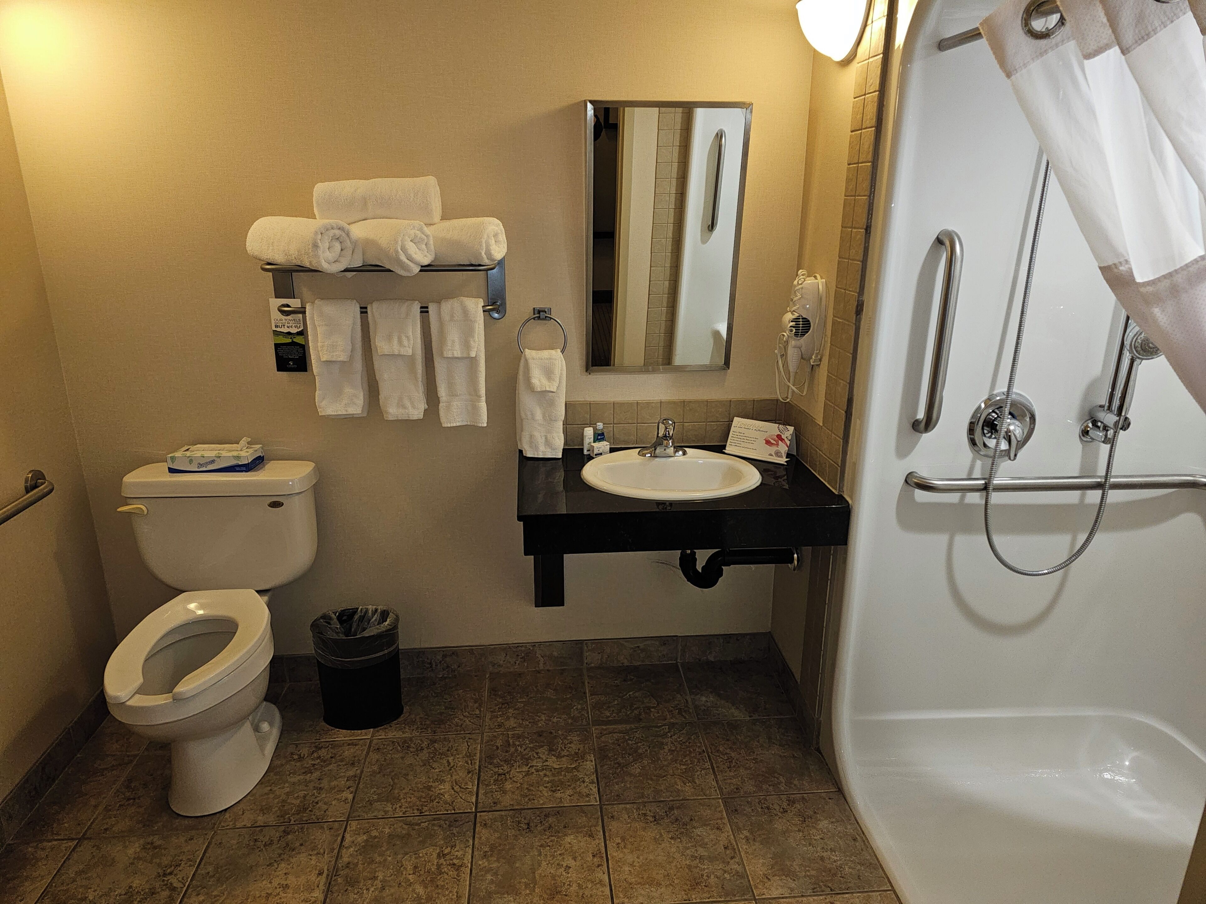 Un baño con inodoro, lavamanos y ducha.