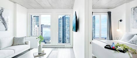 Signature-Studiosuite, 1 Queen-Bett, Küche, Stadtblick