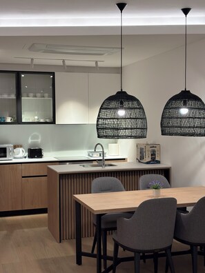Deluxe Apartment, Patio, Garden View | Private kitchen - Poolside Central Apartment (Budva)