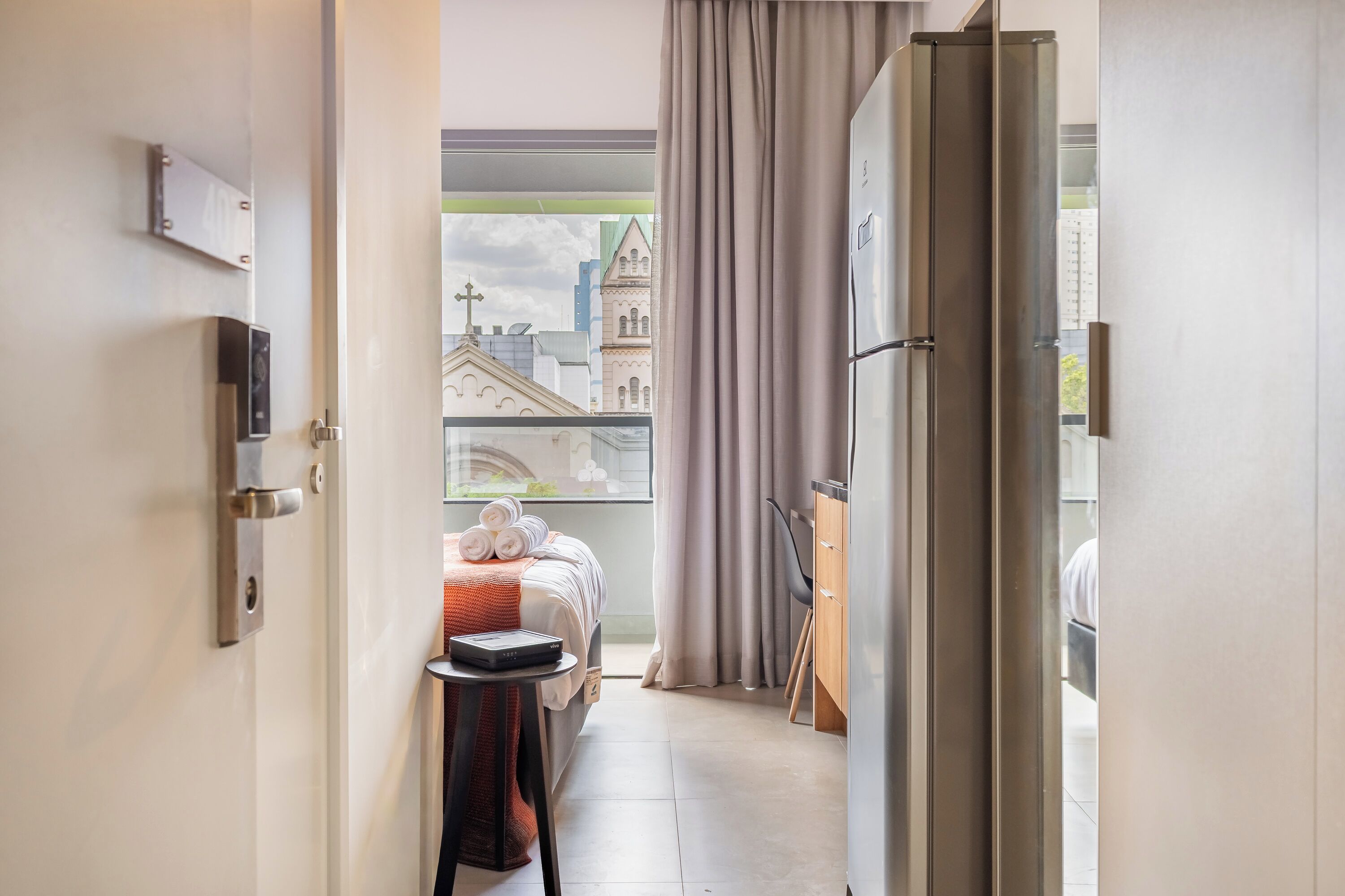 デラックス アパートメント キッチン シティビュー | ノートパソコン用作業スペース、アイロン / アイロン台、WiFi (無料)