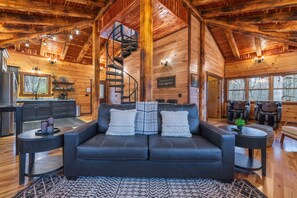 TV, fireplace - Cloud 9 Treehouse - Hot Tub, Private,Hocking Hills (Logan)