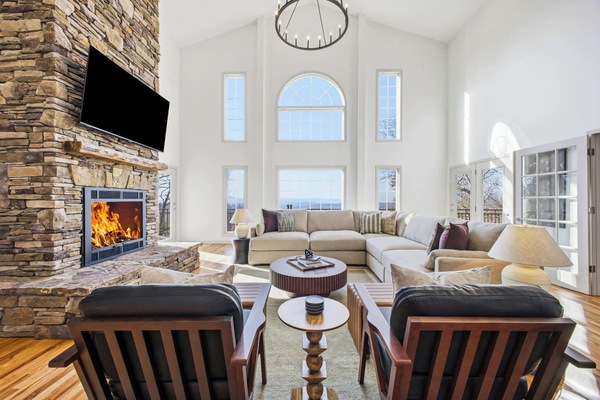 TV, fireplace, foosball