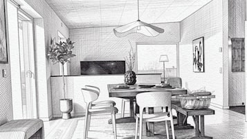 Villa - 3 soveværelser - handicapvenligt - pejs i værelset | Spisestue