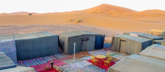 Campsite. Where you are you going to spend your nights in desert.