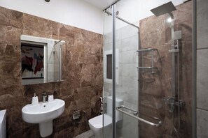 Shower, hair dryer, towels, soap - Modern Condo on Sayat Nova Avenue &Yerevan Center. (Yerevan)