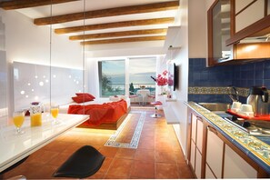 Superior studio, uitzicht op zee | Privékeuken