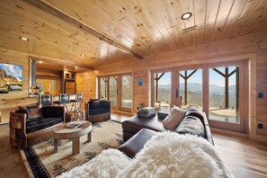TV, fireplace - Private Luxury Mountain Retreat | Hot Tub, Epic Views, Game Room, Sleeps 16 (Banner Elk)