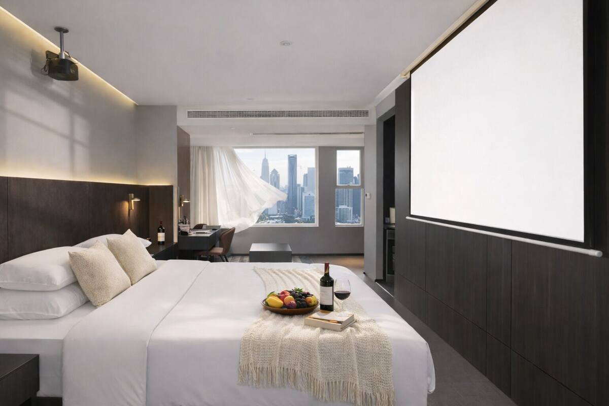 Kamar Double Mewah, pemandangan kota | Seprai premium, meja kerja, tirai kedap cahaya, dan kedap suara
