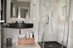 Secadora de cabello, bidet, toallas 