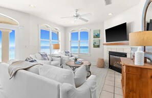 Living area - Front Row | Gulf-Front Luxury Condo in Seacrest Beach | Private Beach Access + Panoramic Gulf Views (Seacrest Beach)
