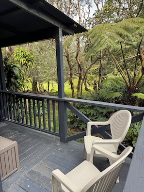 Terrace/patio - Rainforest Studio in Volcano- 3miles from National Park (Volcano)