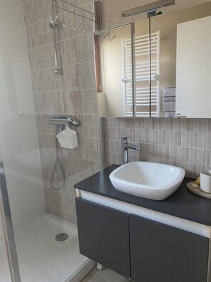 Shower, hair dryer, towels - Charming one-storey farmhouse, 600 m from the sea, 700 m2 garden, 2 bedrooms (Plounéour-Brignogan-plages)