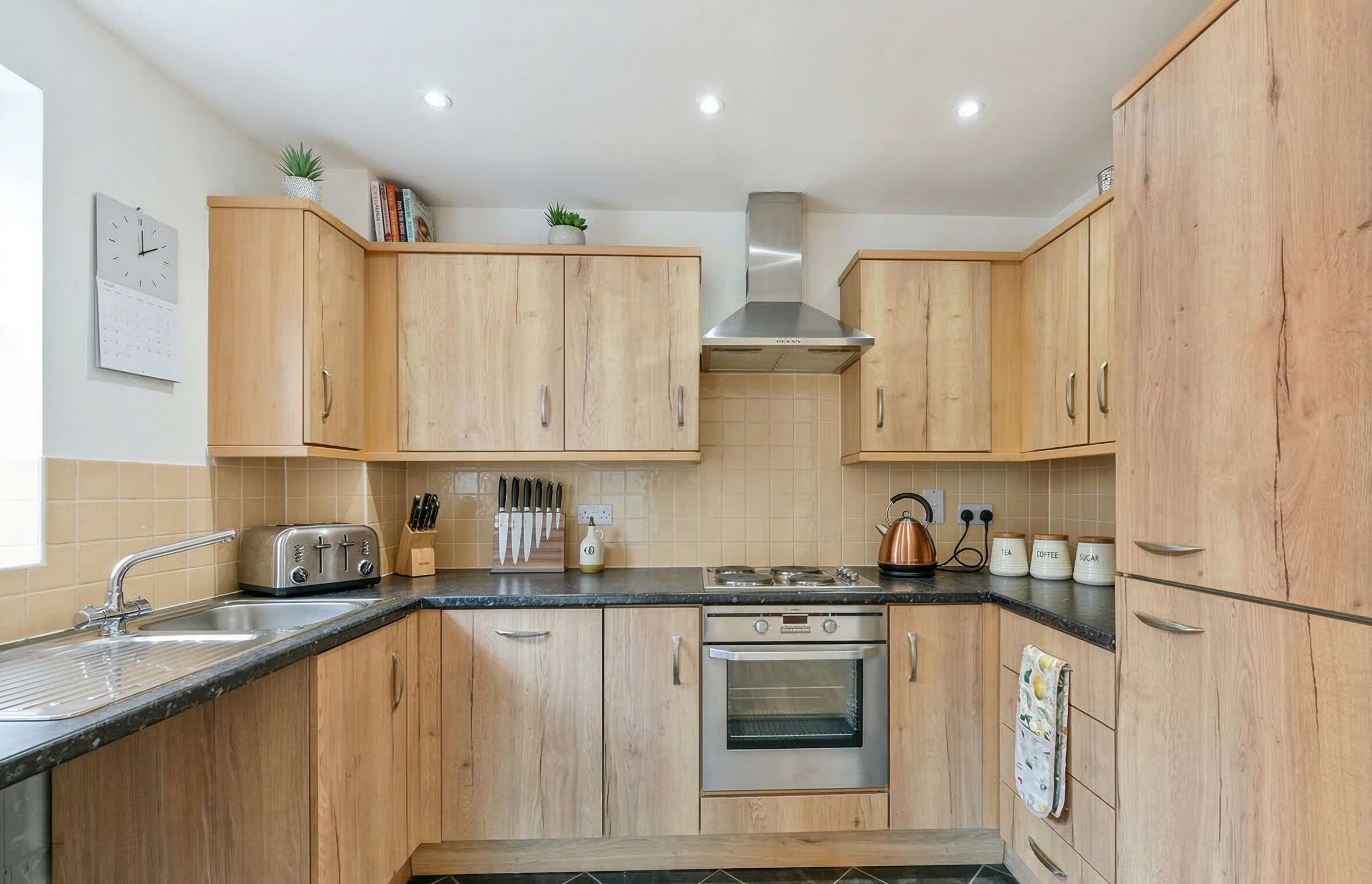 Fridge, microwave, oven, dishwasher