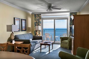 Living area - Serenity by the Sea: Luxurious Three Bedroom Oceanfront Condo 17th Floor (Myrtle Beach)