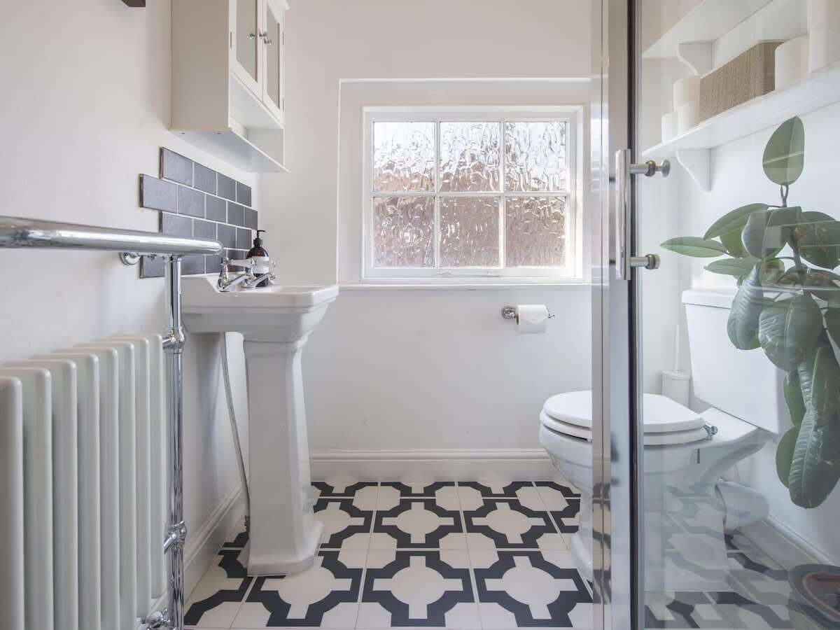 Shower, hair dryer, shampoo