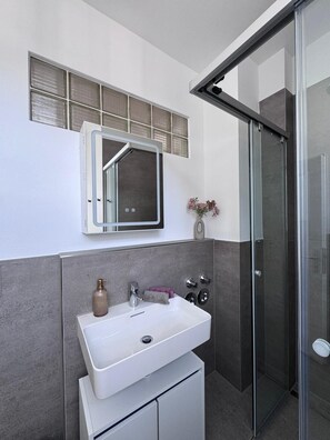 Shower, hair dryer, towels, toilet paper - No.6 Schussenrieder Hof I seeglueck (Hagnau am Bodensee)