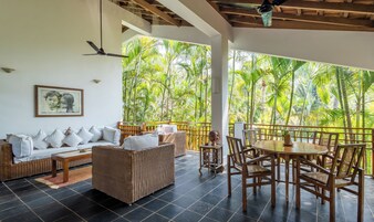 Villa, 2 habitaciones, piscina privada, vistas al jardín | Restaurante al aire libre