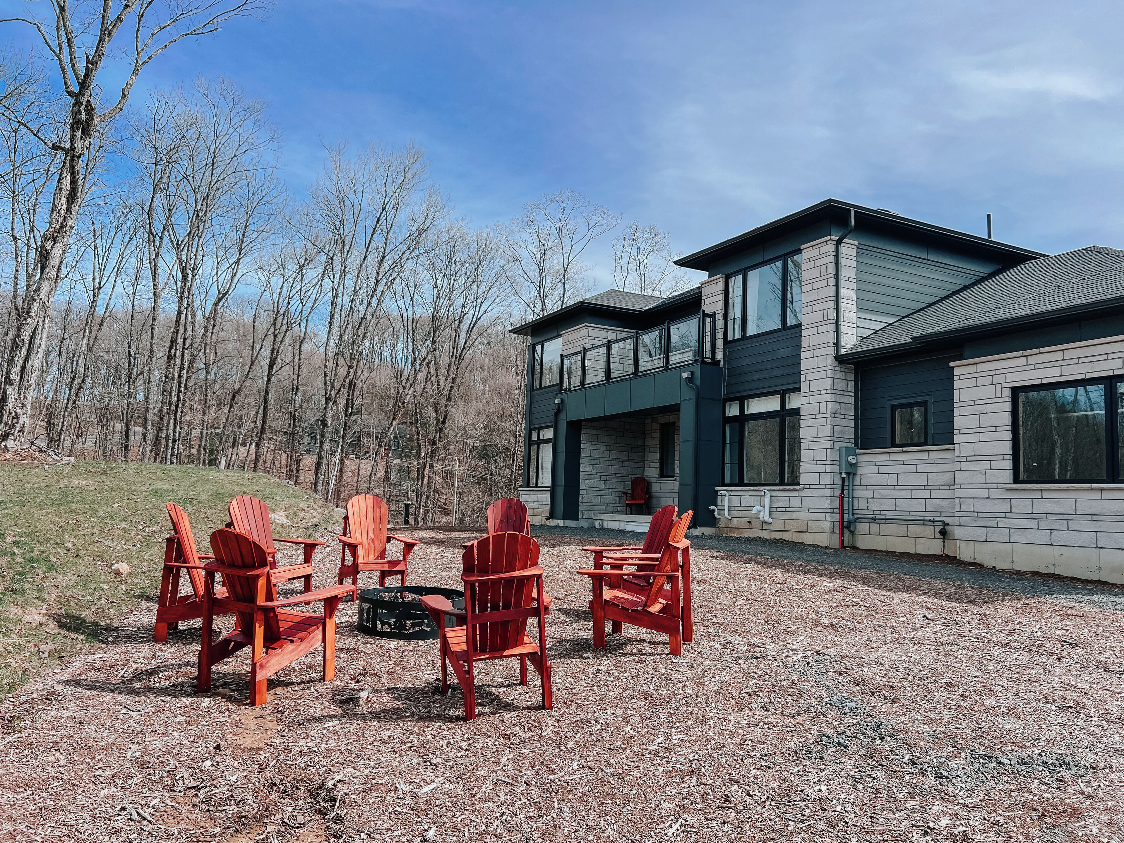 Roast marshmallows and sip hot chocolate by the firepit. Wood included!