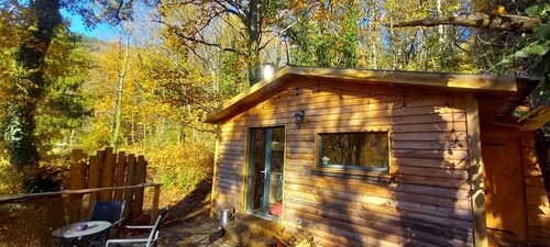 Cabane chalet isolée en pleine forêt