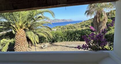 Villa nestled in the green in Salina, with beautiful views of Lipari.