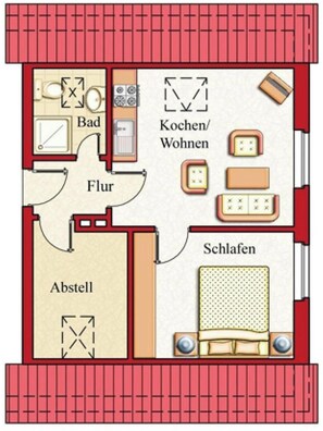 Floor plan - Vacation apartment "Tillmanns Pusteblume" in Norddeich - quiet & close to the beach (Norden)