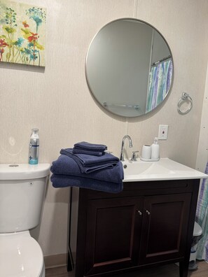 Shower, towels, soap, toilet paper - Adorable studio with AC in welcoming Punta Gorda (Punta Gorda)