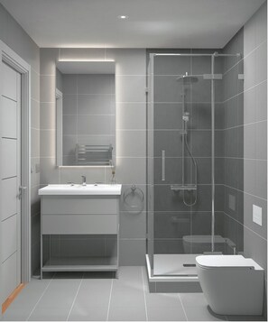Shower, towels, soap, shampoo - Victory Suites (Gibraltar)