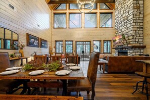 Dining - Swimming Beaver Mansion · Indoor Pool Year-Round, Sleeps 28, Game Room, Views! (Broken Bow)