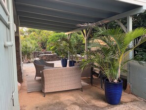Terrace/patio - Walk to the beach! Beautiful 3-bedroom home in Poipu (Koloa)