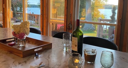 Island retreat on Rice Lake with sunset views, fire pit and fully fenced yard.