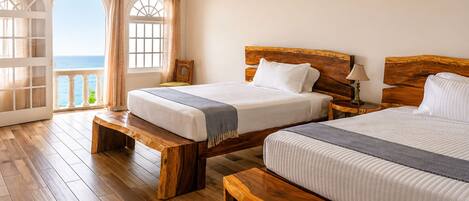 Luxury Room, 2 Queen Beds, Ocean View | In-room safe, desk, laptop workspace, blackout curtains