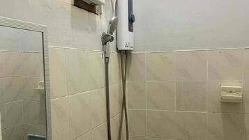 Shower, bidet, towels, soap