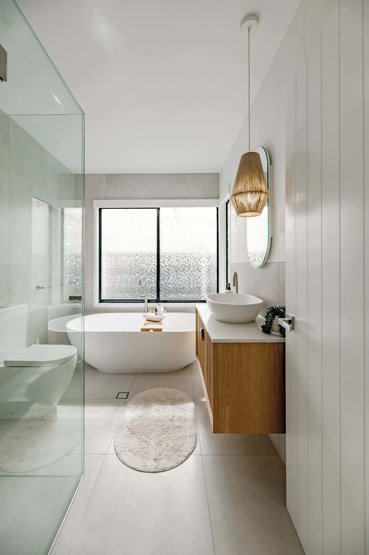 Shower, hair dryer, shampoo