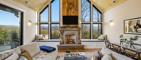 TV, fireplace