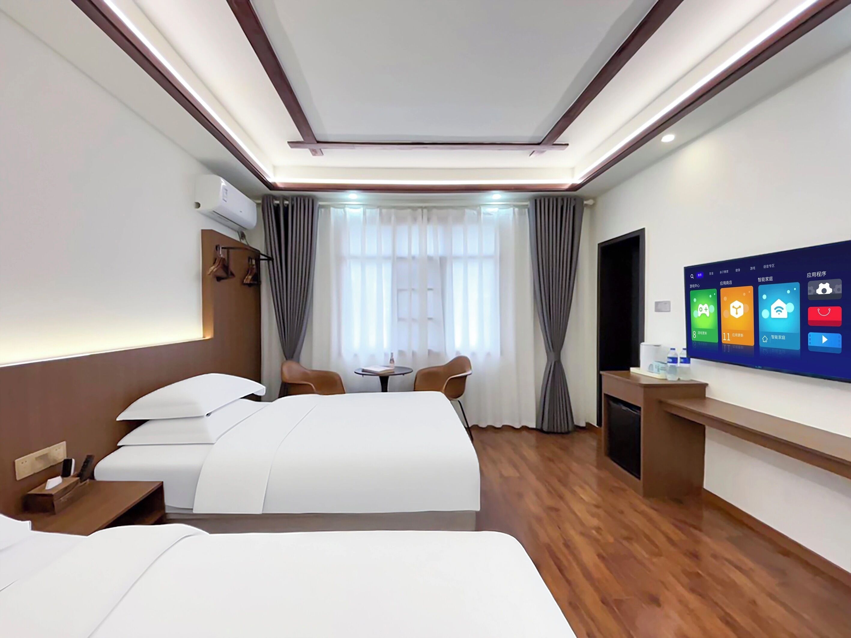 Phòng 2 giường đơn tiện nghi đơn giản, lanai, quang cảnh núi