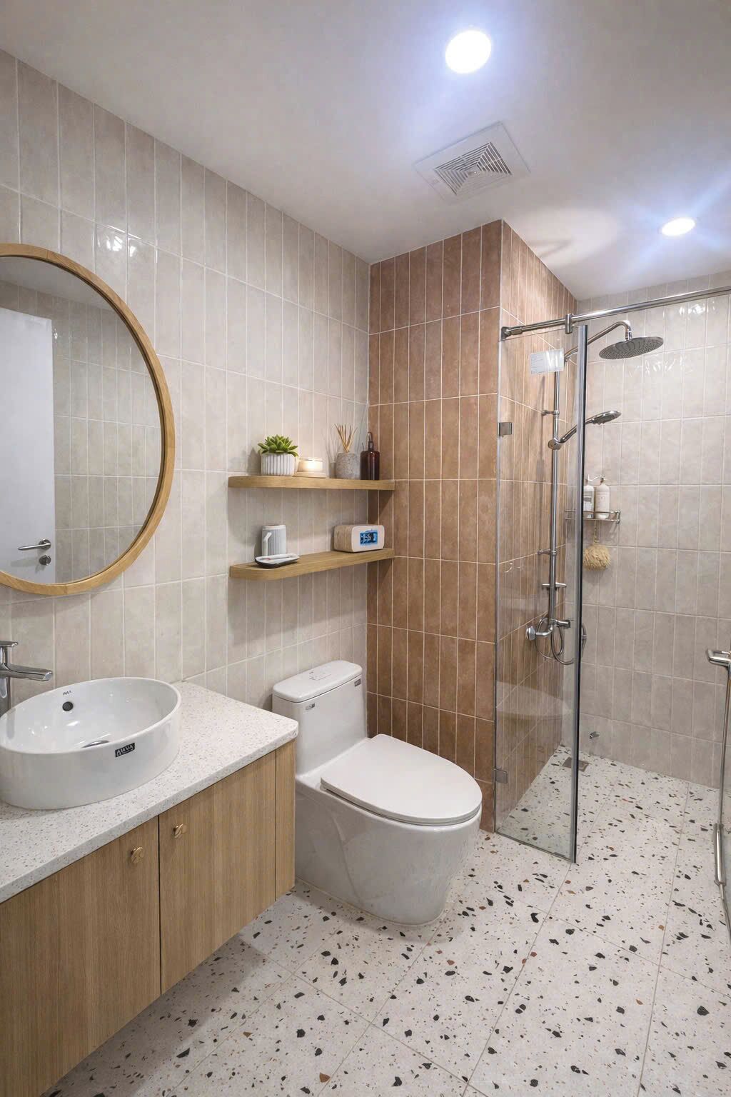 Luxury-Studio, Balkon, Stadtblick | Badezimmer | Dusche, Hydromassagedusche, kostenlose Toilettenartikel, Haartrockner
