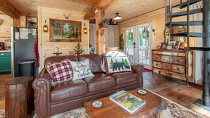 Living area - Cozy Cabin w/ hot tub, 2 mi from Lake George, 24 acres, fireplace (Hague)