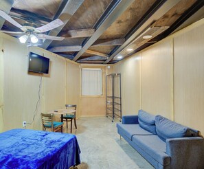 TV, fireplace